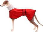 Greyhound Whippet Raincoat Waterproof with Reflective Stripe high Neck fit for Italian Greyhounds Whippets Long Back Breeds - Red - S