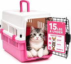 20-Inch Pink Hard Shell Pet Carrier for Small Dogs & Cats Under 15 Lbs | Plastic Dog Crate & Cat Travel Kennel, Secure Metal Door, 360° Airflow, Wipe-Clean Base