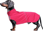 Dachshund Raincoat Weiner Dog Clothes Suitable for Dachshunds Corgi, Weiner, Dog Waterproof Coat with Reflective Stripe underbelly Protection - Pink - S