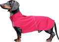Dachshund Raincoat Weiner Dog Clothes Suitable for Dachshunds Corgi, Weiner, Dog Waterproof Coat with Reflective Stripe underbelly Protection - Pink - M