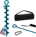 Eurmax USA Heavy Duty Dog Tie Out Stake, No-Tangle In Ground Anchor Runner for Large Dogs up to 210 Lbs - Perfect for Yard, Beach and Camping (Large,Navy Blue)