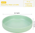 Ceramic Cat Bowls,Shallow Cat Dishes for Food and Water, 6 inch Matte Finish Wide Cat Food Bowl,Whisker Fatigue Free Pet Puppy Kitten Bowl Set of 3,Dishwasher Safe