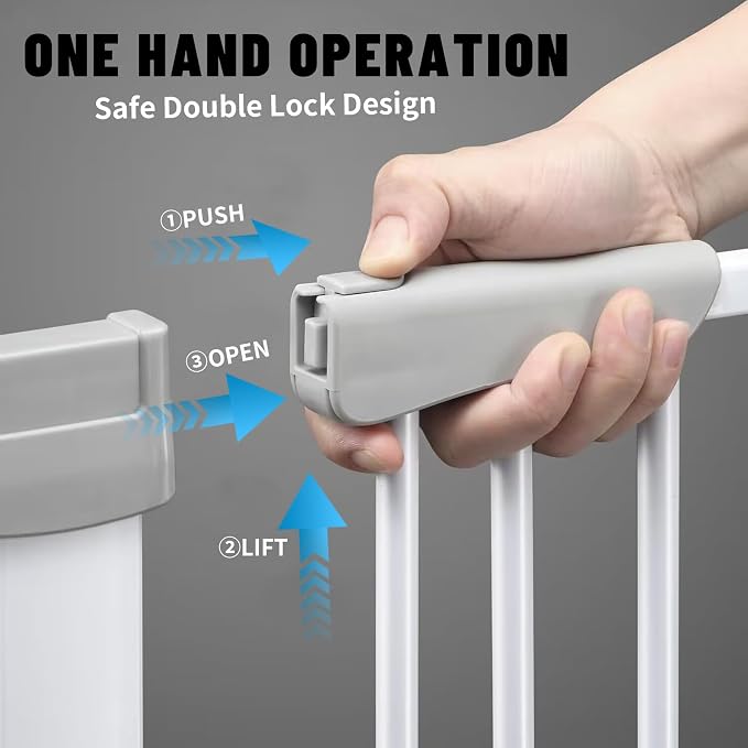Rgqphantom 41" Tall Safety Pet Gate,Adjustable 30.5"-55" Wide(White) | Auto Close Cat Gate Suitable for Stairs,Doorways,White, Pet Safety Barrier