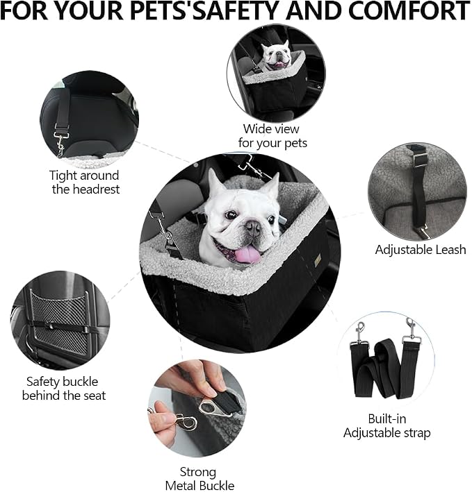 Dog Car Seats for Small Dogs, Upgrade Dog Booster Seat with Metal Frame Construction with Double-Layer Oxford, Perfect for Small Pets up to 20lbs