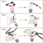 Dog Poop Bags Holder with LED Flashlight|Pet Waste Bags Dispenser for Leash|Doggie Potty Bags Container with Leak-proof Pet Trash Bags and Accessories (1 Holder 15 Bags, Pink)
