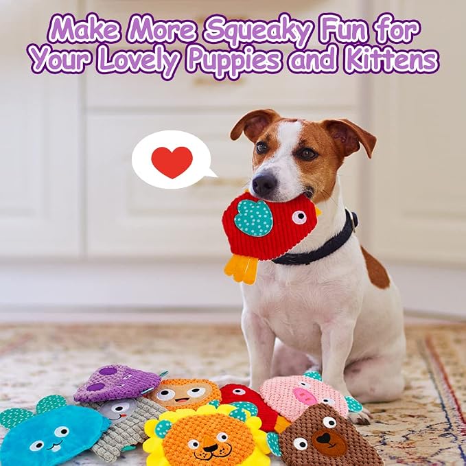 No Stuffing Dog Toys -8 Pack Squeaky Dog Crinkle Toys for Small Medium Dogs | Interactive Durable Plush Dog Toys,Cute Textured Animals Stuffless Pet Squeaky Toys for Puppy Teething Chewing