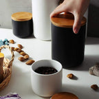 MilkyWay Food Storage Jar Ceramic Canisters With Airtight Seal Lid 27oz | Durable Ceramic Material, Airtight Bamboo Lid, Modern Damp-Proof Design, Ideal For Coffee And Tea(White(M: 27oz/800ml))