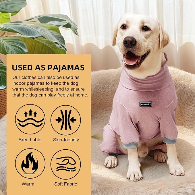 Dog Pyjamas PJS Sweater Clothes and Home Clothing Suitable for Small to Medium Breeds of Dogs, Dog Neutering Suits, Extra-Large Stretch Fabric, Four-Legged Clothes (Thin Pink, L)