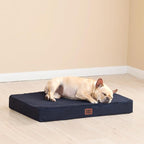 EHEYCIGA Orthopedic Dog Bed Large with Removable Washable Cover,Navy,41x27 | Egg Crate Foam Support,Durable Oxford fabric,Non-Slip Bottom,Machine Washable,Soft Waterproof Plush Pet Bed Mat For Crate