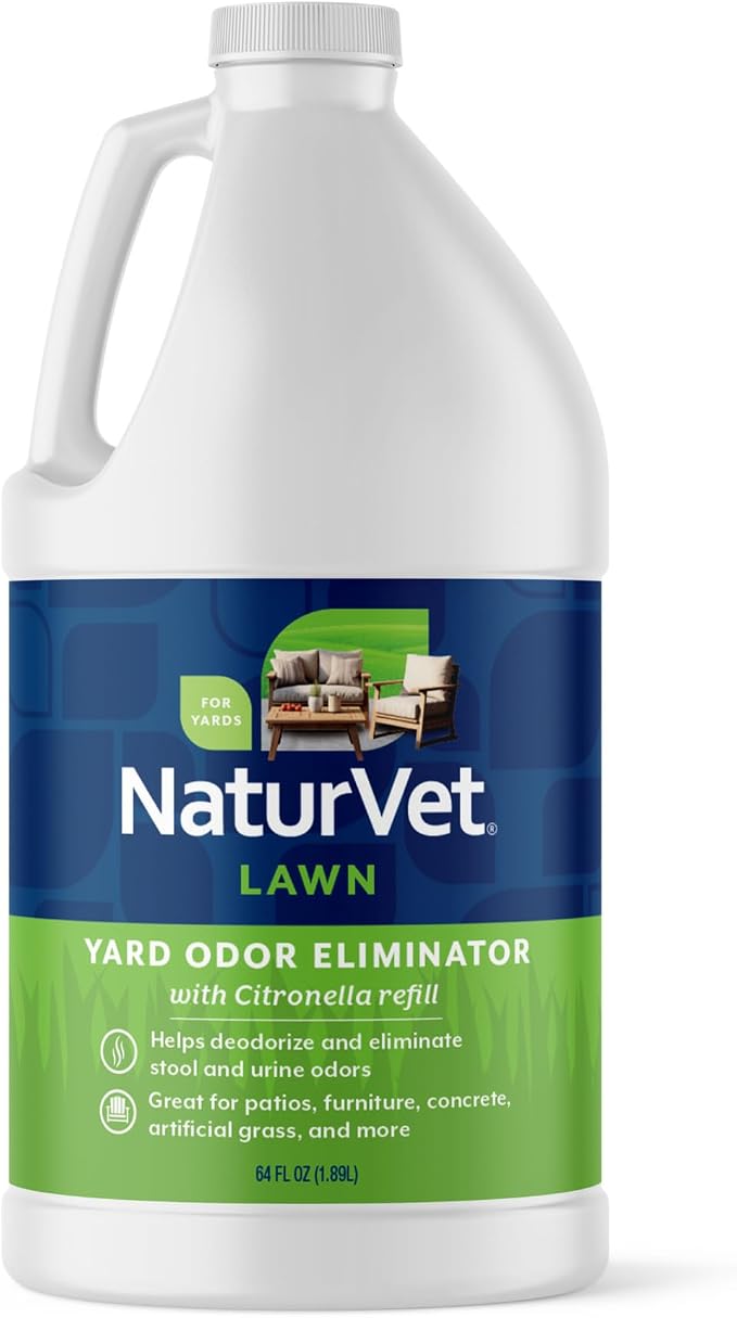 NaturVet Yard Odor Eliminator Plus Citronella for Dog Odors- 64 oz Refill | Eliminate Stool and Urine Odors from Lawn and Yard, Designed for Use on Grass, Patios, Gravel, Concrete & More, Refill