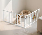 BFNN Small Dog Gate Indoor, Up to 72" W Freestanding Pet/Puppy Fence, White | Flexible Space Control | Chewproof Steel Frame | 16.5" Step-Over Gate | Foldable | Drill-Free Setup | For Stairs & Doorways