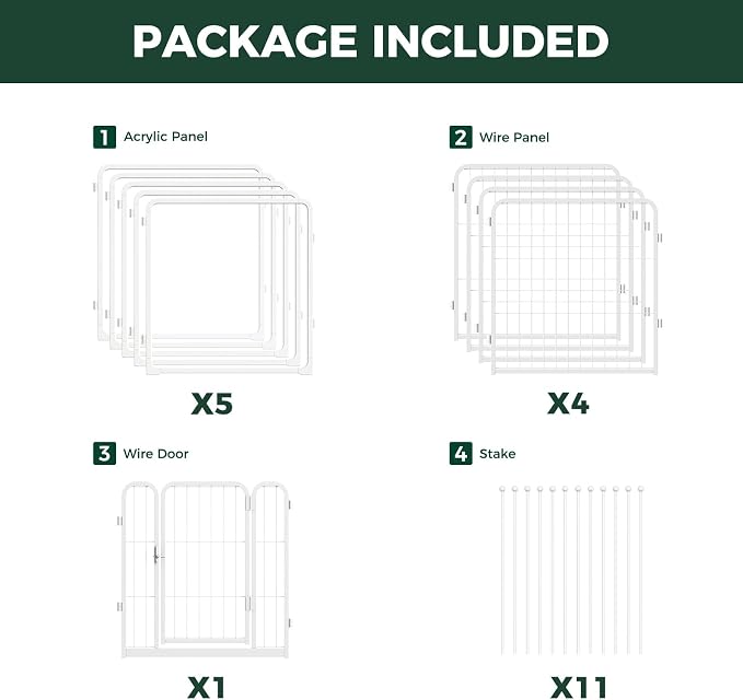 FXW AuraSpace Pro Acrylic & Wire Mesh Indoor Dog Playpen, 24" H, 10 Panels | Clear View, Heavy-duty Metal, Flexible Layouts, Easy Walk-Through, For Puppies & Small Dogs, Patented