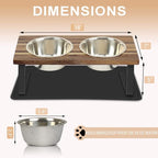 Aivituvin Elevated Dog Bowls, 15°Tilted Raised Cat Food Bowl, Walnut Wood Water Stand Feeder Set for Cats and Puppy, Pet Bowls with Anti Slip Mat(Small)