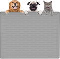 Largest Dog Food Mat, 39.5"x29.5" Silicone Dog and Cat Mat for Food and Water Bowls, Thinken Waterproof Non-Slip XXXL Pet Feeding Mat for Floors (Grayish White)