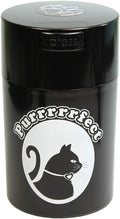 Tightpac Pawvac 1 to 6 Ounces Container, Airtight Pet Food and Treats Storage Jar - Patented Vacuum Seal Container for Pet Food, Treats and other Dry Goods - Black with Cats