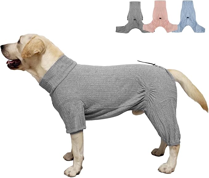 Dog Pyjamas PJS Sweater Clothing and Loungewear Suitable for Medium to Large Breeds of Dogs, Neutering Suits, Extra-Large Stretch Fabric, Four-Legged Dogs Clothes Pyjamas(Sweater Gray, 2XL)