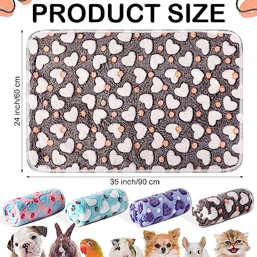Reginary 4 Pcs Guinea Pig Fleece Cage Liners, Heart Pattern, 35 x 24 Inch - Image 2