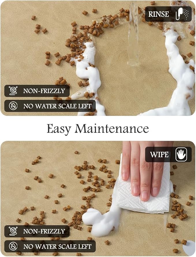 Pet Feeding Mat-Absorbent Dog Mat for Food and Water Bowl-No Stains Quick Dry Water Dispenser Mat-Dog Accessories Pet Supplies-Bowl for Messy Drinkers（Beige,16"x24"