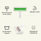 Roller Pet Hair Remover and Reusable Lint Roller - Cat and Dog Hair Remover for Furniture, Carpet, Clothes, Bedding and Car Seats- Lightweight, Multi-Surface Fur Removal Tool (Green)