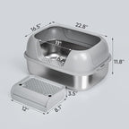 Stainless Steel Sifting Litter Box with Lid | 3-Second Cleanup, No Scooping Needed ,Premium Stainless Steel, Odor & Non-Stick,High-Density Sifting, Saves 30% Litter