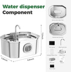 Cat Water Fountain, Apauk 108oz/3.2L Silent cat Water Fountain Stainless Steel, Cat Fountain, Automatic Pet Water Fountain,Dog Bowl, Controllable Blue Light - (6 Filters& 6 Sponges)