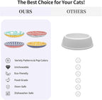 Selamica Ceramic Cat Bowls, 6 Inch Wide Shallow Cat Food Bowl for Relief Whisker Fatigue, Set of 4, Assorted Colors