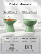 LoeJan Elevated Cat Food and Water Bowls Set, Extra Wide and Raised Ceramic Bowls, Anti-Vomit Whisker-Free Pressure Cat Feeder for Kittens to Adult Cats and Small Dogs