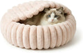 Cat Beds for Indoor Cats, 2 in 1 Cat Cave Bed Kitten Bed for Small Pets, Small Dog Bed with Cover, Pet Bed for Puppy and Kitten with Anti-Slip Bottom-Beige Pink-24 inches
