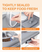 25-28Lbs Dog Food Storage Container Airtight,Collapsible Pet Food Storage | Dog Food Container with Handle,Wheels,Double Airtight Seal Fresh,Save Space,Pest/Mouse-proof,Small Cat Food Container,Scoop