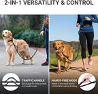 Hands Free Dog Leash with Waist Pouch, Reflective Bungee, Dogs Up to 100 lb | Adjustable 25-45 in belt, dual padded handles and lightweight pouch for walking, running, hiking and training dogs, black