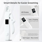 Bearded Dragon Nail Clipper & Grinder 2-in-1 - Rechargeable Electric Lizard Nail File Trimmer with Safety LED Light, Quiet Low-Speed for Lizard, Crested Gecko, Turtle, Chameleon