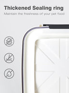 6 lb Airtight Dog Food Storage Container with Scoop, White | Airtight snap-lock lid, clear BPA-free body, and measuring cup keep dry dog or cat food, treats, cereal, and grain organized.