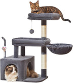 Taoqimiao 32.2in Cat Tree with Toy, Small Cat Tower for Indoor Cats, MS043G | Easy assembly, Sturdy, Multi Level, Easy Clean, Cozy Condo, Perches, Baskets, Suitable for Kittens and Adult Cats
