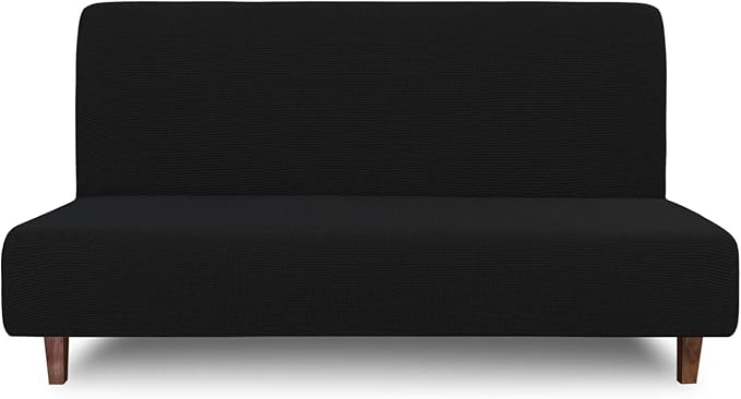 Easy-Going 100% Waterproof Futon Cover, Stretch Futon Slipcover Medium | Dual Waterproof Armless Futon Couch Cover, Leakproof Sofa Bed Furniture Protector for Kids Pets Dog Cat, Black