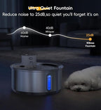 Stainless Steel Cat Water Fountain, 186fl.oz/1.45Gal Cordless Dog Fountain | Wireless Pet Fountain; 5000mAh Battery; Indoor; Triple Water Modes; 25 dB Ultra-Quiet