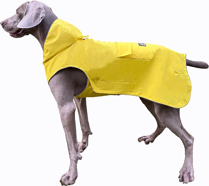 Dog Raincoat Waterproof Reflective Jacket – Lightweight Hooded Poncho with Adjustable Belly Strap & Leash Hole – Rain Slicker Coat for 2XSmall-5XLarge Dogs – Easy to Wear (Yellow XX-Large)