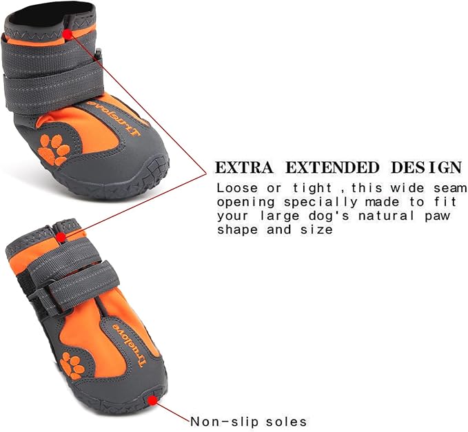 TRUE LOVE Dog Shoes Waterproof Anti-Slip Rain Boots with Reflective TLS3961