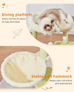 Taoqimiao Cat Tree, 38.5In Cat Tower for Indoor Cats, Suitable for Kittens | Thick Padded Top Perch, Luxurious Cat Condo, Adjustable Basket, 1-Piece Ramp Scratcher, 3 Sisal Posts, Green & Beige MS029SGB