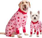 Dog Recovery Suit After Surgery Female Male, Medium Large Dog Neuter Shirt Cone Alternatives Prevent Licking Surgical Onesies (Strawberry, XL)