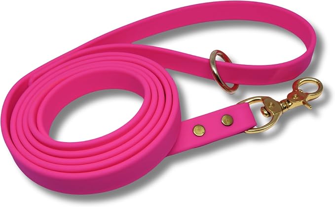 Gummy K9 Dog Leash, Biothane, Dog Training Leash, Made in The USA, 6 Feet, Various Sizes & Colors (5/8, Pink)