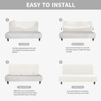 Easy-Going 100% Waterproof Futon Cover, Stretch Futon Slipcover Medium | Dual Waterproof Armless Futon Couch Cover, Leakproof Sofa Bed Furniture Protector for Kids Pets Dog Cat, Cream