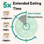 Slow Feeder Cat Bowls with Bamboo Stand, Ceramic Elevated Pet Food Plates for Cats and Small Dogs, Raised Non-Slip Feeder (Green/6.3")