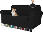 MAXIJIN Loveseat Cover Sofa Covers (55"-69"), 1-Piece Stretch Couch Covers for 2 Cushion Couch Love Seat Slipcover with Elastic Bottom for Kids,Dog (Loveseat, Diamond Pattern Black)