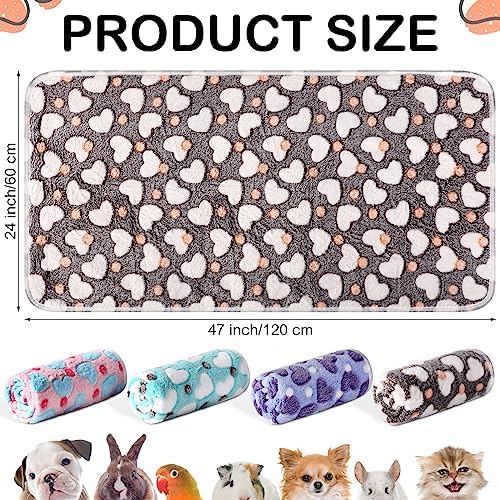 Reginary 4 Pcs Guinea Pig Fleece Cage Liners(Heart Pattern,24 x 47 Inch) - Image 2
