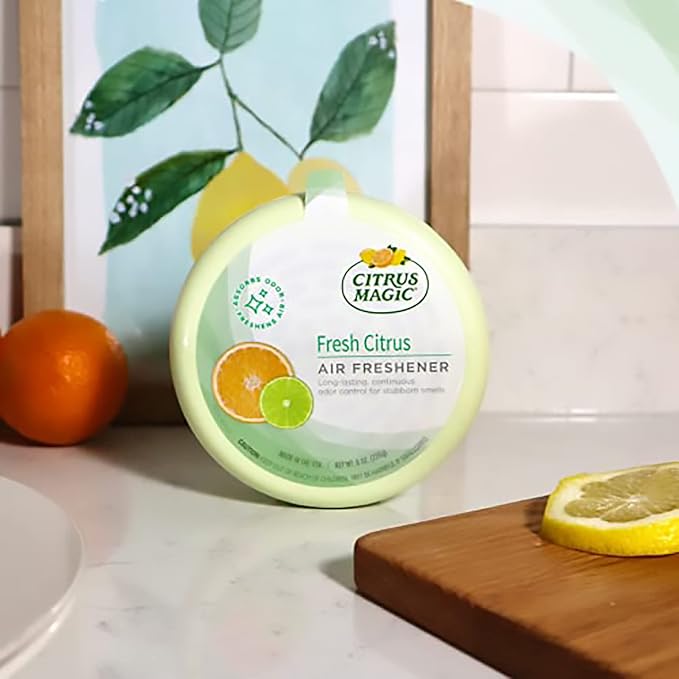 Citrus Magic Solid Air Fresheners, Fresh Citrus, 8 Ounce, Pack of 3 | Odor Absorbing, Passive Diffusion, Odor Elimination Up to 4 Weeks Each, Ideal for Home