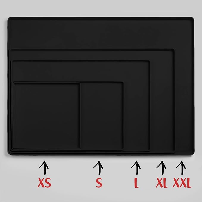 DogBuddy Dog Food Mat Waterproof Silicone Pet Feeding Mat for Dogs, Non-Slip, Easy to Clean, Black