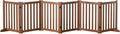 Wooden Freestanding Foldable Dog Gate, 24 Inch Height 6 Panel Pet Gate No Drill for Doorways Stairs, Fully Assembled Indoor Puppy Fence (Teak Color, 120" W x 24" H)
