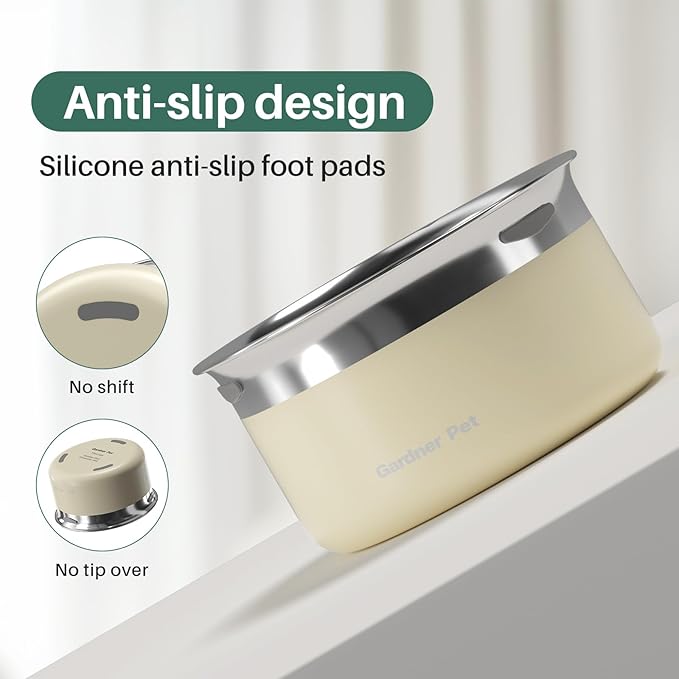 Gardner Pet Slow Water Bowl for Dogs – No Spill, Anti-Splash Floating Plate Design, Slows Drinking to Reduce Mess, Keeps Water Clean & Floors Dry, 3.8L(White)
