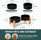 Ceramic Slow Feeder Dog Bowls with Raised Stand, 1.5 Cups Elevated Slow Feeding Bowl for Small and Medium Dogs and Cats, Non-Slip Pet Food Dish Helps Reduce Gulping and Bloating