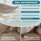 Turquoize 100% Waterproof Couch Cover Sofa Covers for 2 Cushion Couch Loveseat Covers Triple Non-Slip Couch Cover for Dogs Washable Furniture Protector Cover for Pets, Kids (Loveseat 54", Taupe)